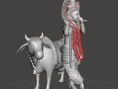 Krishna With Cow 3D print model