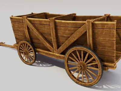 Cartoon Wagon Low-poly 3D model purchase