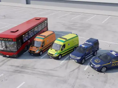 Egyptian Vehicles - Bus Ambulances Police Cars  3D model