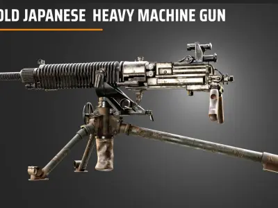 Old Japanese  Heavy Machine Gun 3D model