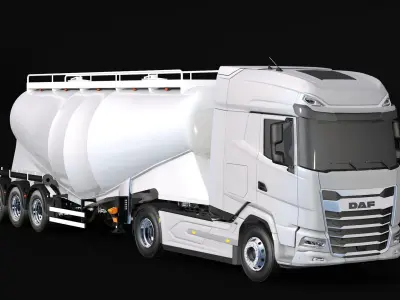 2021 DAF XG 480 Cement Trailer Low-poly 3D model