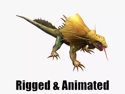 Animated Frill-Necked Lizard Low-poly 3D model