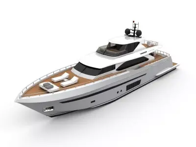 Modern Silver Hull Mega Yacht 3D Model Low-poly 3D model