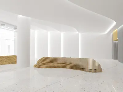 Contemporary lobby in business center 3D model