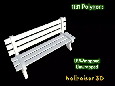 Bench Low-poly 3D model 14
