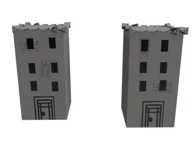 Medieval Set - 2 Towers - Different Walls - Ring Wall - Stones Low-poly 3D model