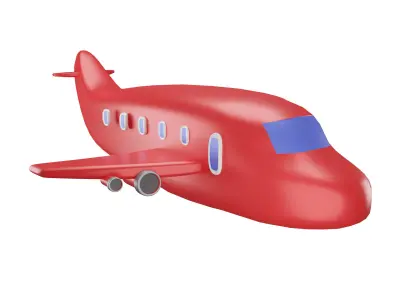 Red Airplane Low-poly 3D model