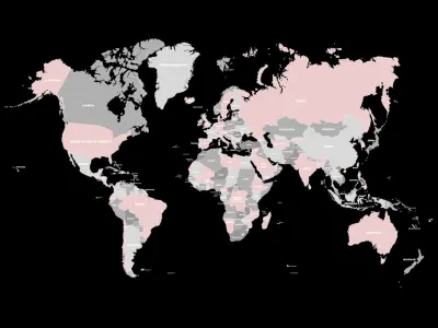World Map 3D with borders and names 3D model