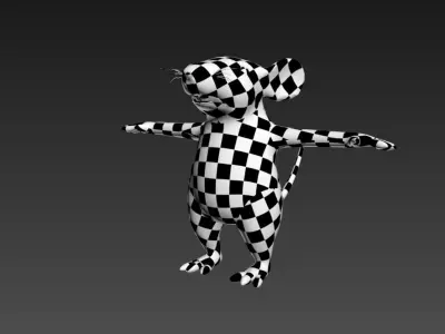 Mouse Character T-pose Low-poly 3D model
