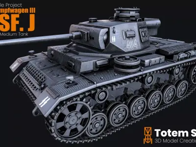 Panzerkampwagen III AUSJ J German Medium Tank 3D model