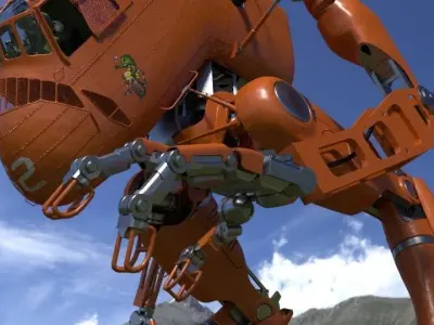 Fully Rigged Recycled Seahorse Mecha 3D model