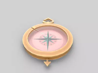 Stylized compass Low-poly 3D model