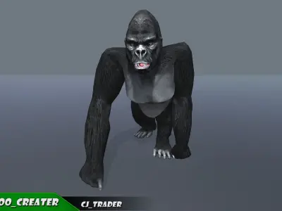Lowpoly Gorilla Rigged 3D Model Low-poly 3D model