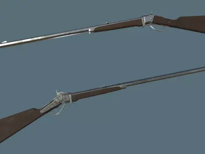 Sharps rifle simple low-poly model Low-poly 3D model