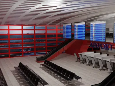 Airport interior Low-poly 3D model