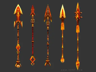 3DRT - fantasy arms Spears Low-poly 3D model
