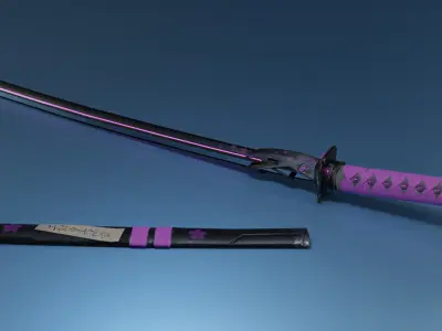Flower Katana  - Game Ready Low-poly 3D model