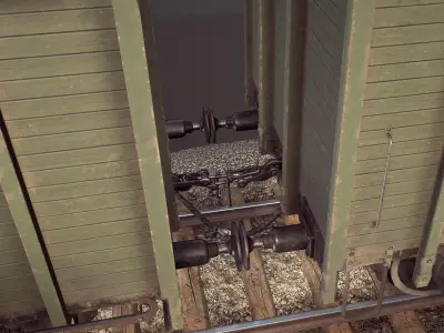 Railway Covered Goods Wagon 18T Vr2 Default Green Low-poly 3D model