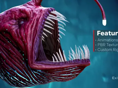 Anglerfish 02 Curse - Ocean predator - Angler fish 3d model - 8 Low-poly 3D model