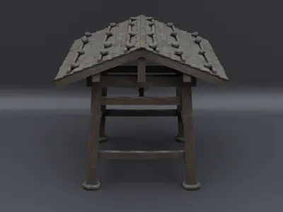Japanese Bell Tower Structure Low-poly 3D model