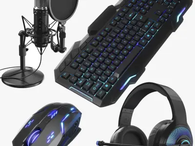 Four Streaming Gaming Accessories 3D model