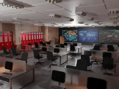 Mission Control Center Low-poly 3D model