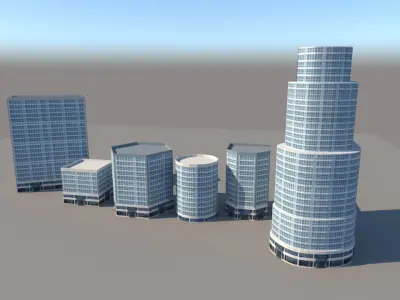 Low Poly Commercial Building Pack Low-poly 3D model