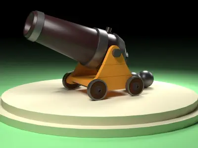 Old Cannon Low-poly 3D model 3