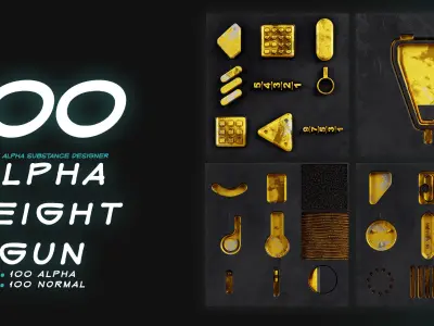 100 Alpha Height And Normal For Gun  hardsurface vol01 Texture