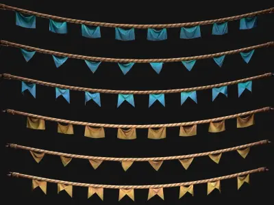 Medieval Flag for the Fair Low-poly 3D model