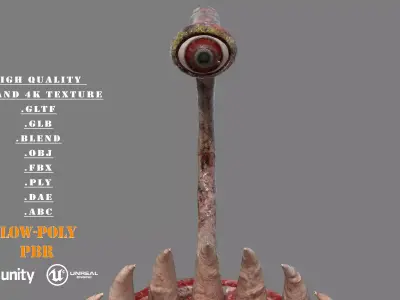 Under Water Monster PBR Low-Poly Game Ready 3D Model Low-poly 3D model