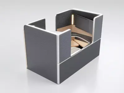 First-class cabin with passenger seat animated 3D model