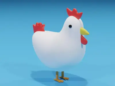 Cartoon Lovely Chicken Low-poly 3D model