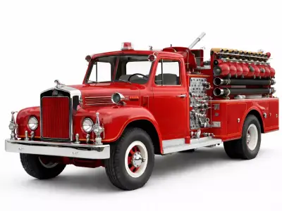 1950s Fire Truck 3D Model Vintage Emergency Response Vehicle 3D model