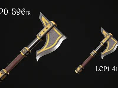 Fantasy Axe 1A Low-poly 3D model