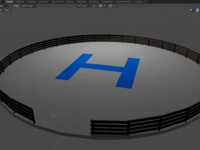 Heliport de combat Survival Low-poly 3D model