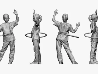 001132 junior girl with ponytail with hoop 3D model