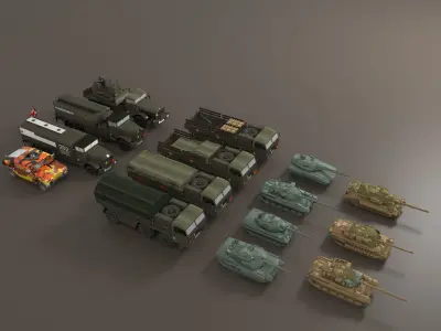 Low Poly Military Vehicles Pack Low-poly 3D model