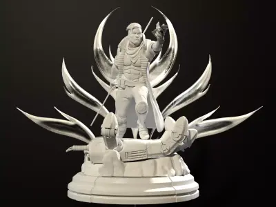 SciFi Hero Warrior Statue High Detail 3D Character Sculpt 3D print model