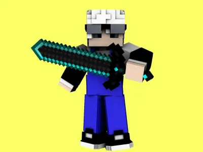 Minecraft Dark Diamond Sword FREE 3D Model Free 3D model Free 3D model