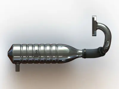 Aluminium Tuned Pipe W Exhaust Manifold Set 3D model