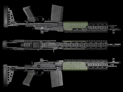 GAME READY M14 EBR RIFLE PBR RIGGED Low-poly 3D model