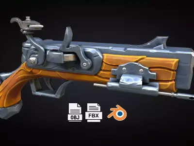 Stylized Musket Low-poly  Low-poly 3D model