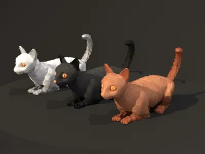Paint Poly - Cats - Rigged and Animated Low-poly 3D model