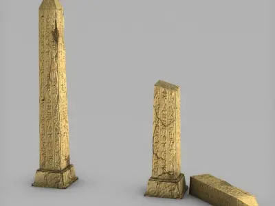 Obelisk broken obelisk Low-poly 3D model