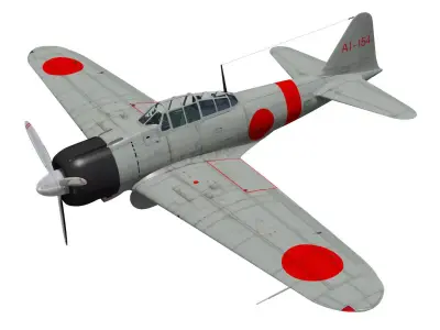 A6M2 Zero fighter Type 21  3D model