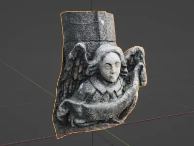 Stone Angel Statue - Church Doorway Ornament Photo-Scan Low-poly 3D model