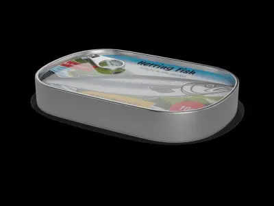 Smoked fish and seafood Smoked Herring Low-poly 3D model