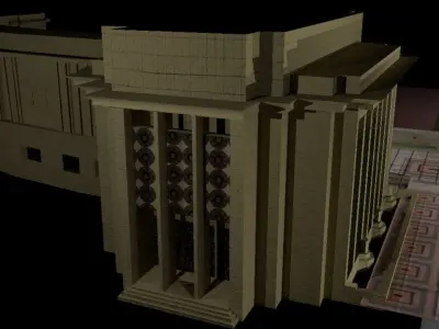 Museum Place du Trocadero LOW POLY Low-poly 3D model
