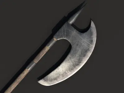 Medieval Two Handed Battle Axe Low-poly 3D model